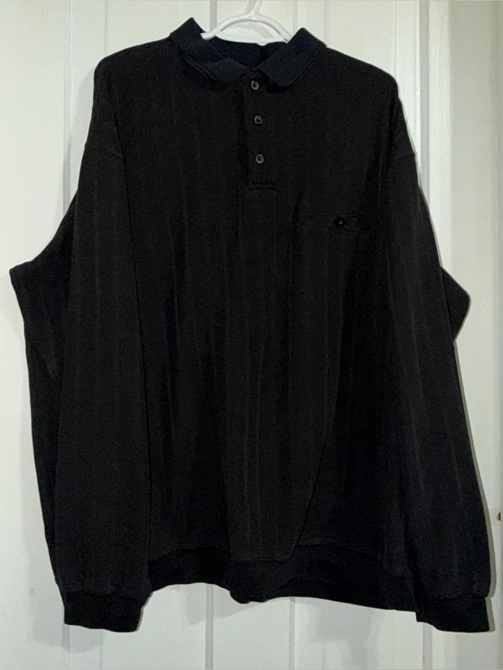 Men's big and tall 3XLT shirt Black Long-Sleeve Polo Shirt